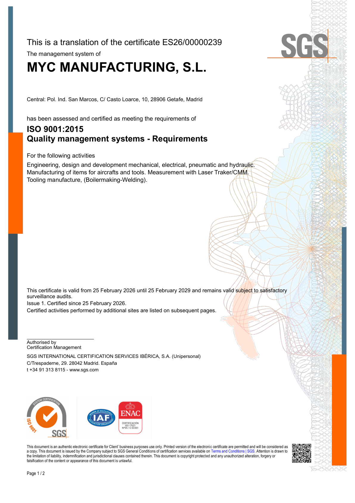 Certificado ISO 9001 MD Mecanizados