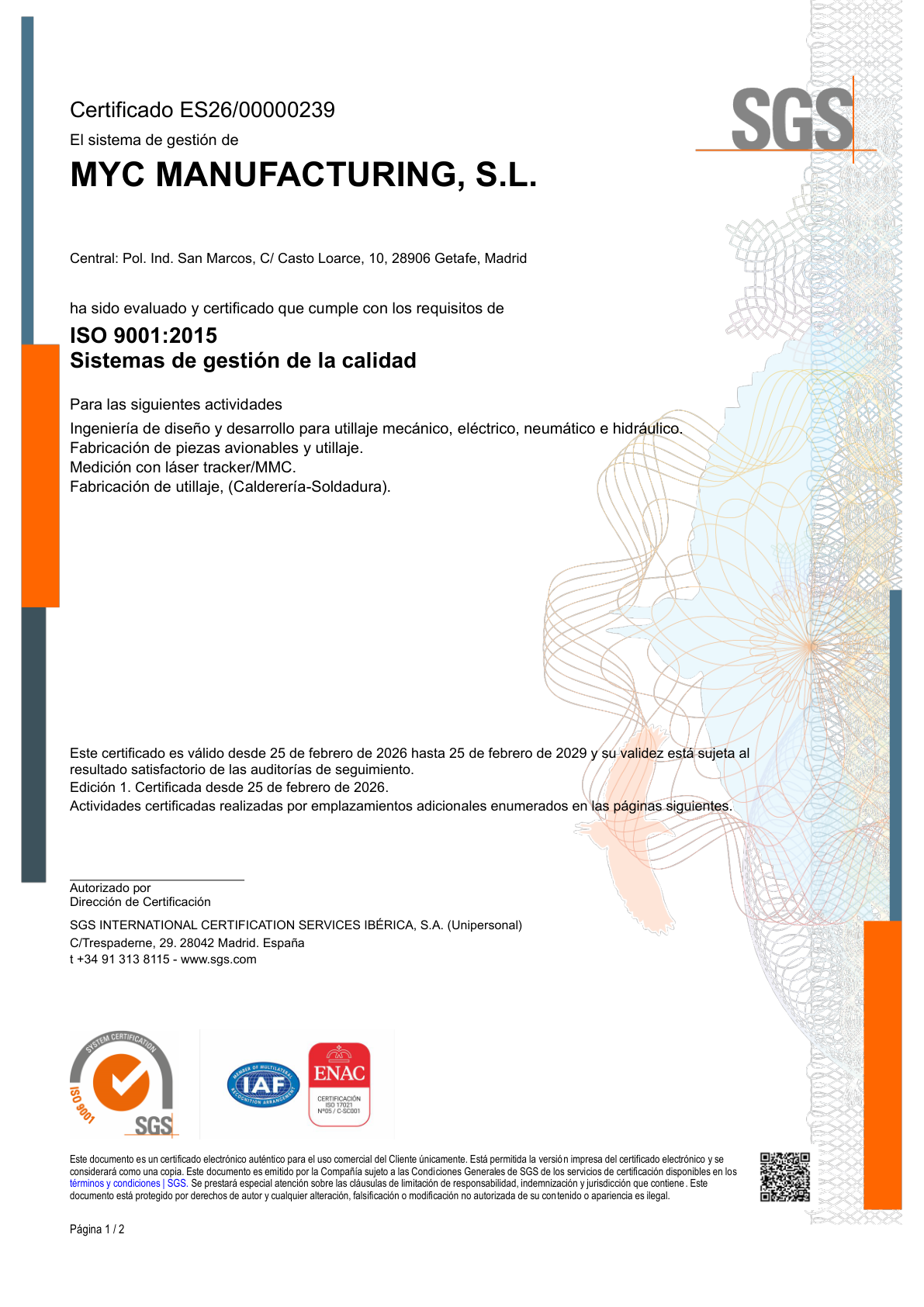 Certificado ISO 9001 MD Mecanizados